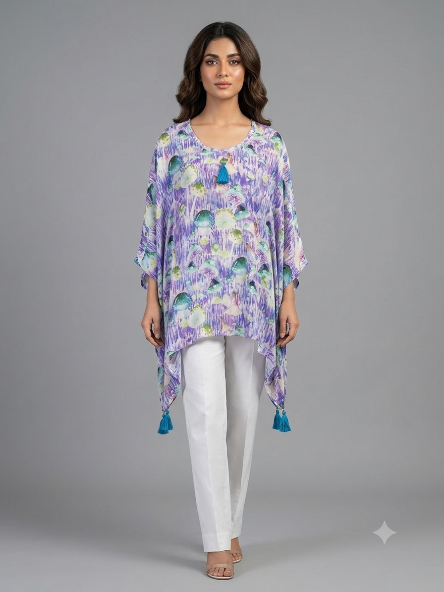 Blue printed kafftan