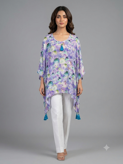 Blue printed kafftan