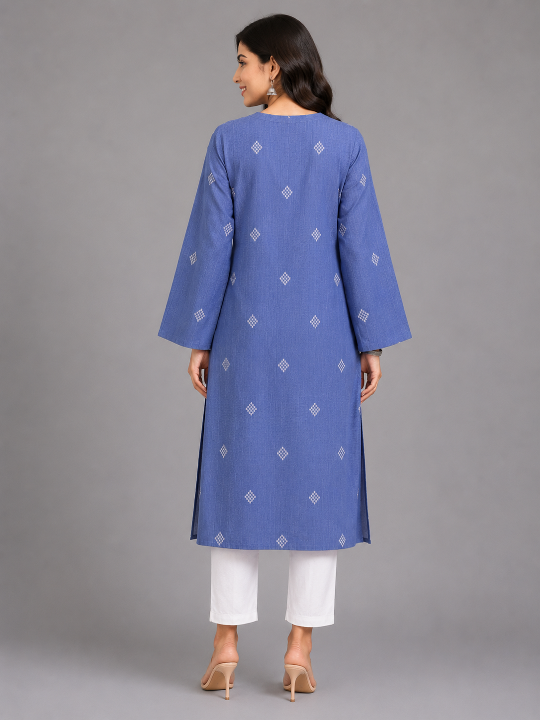 Blue Printed Cotton Kurta