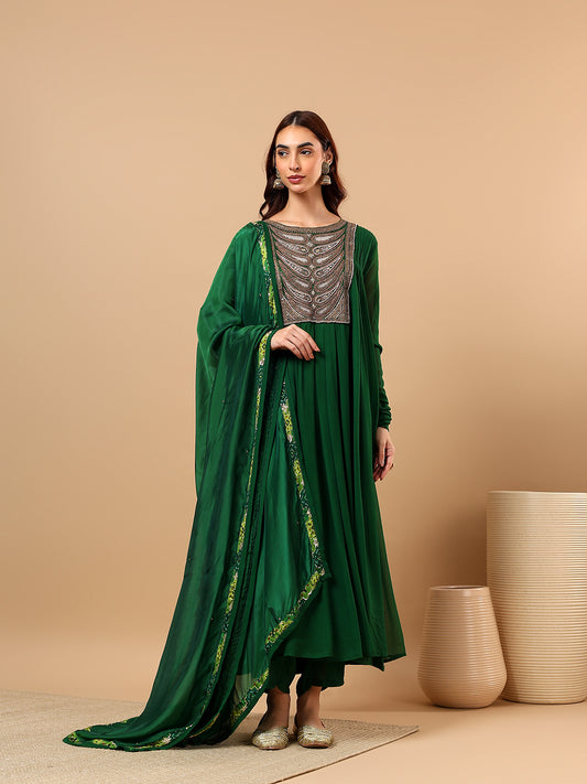 Winter Green Georgette Anarkali suit