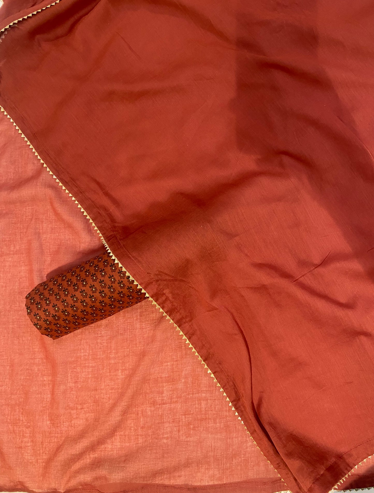 Red Printed Cotton Unstitched Fabric