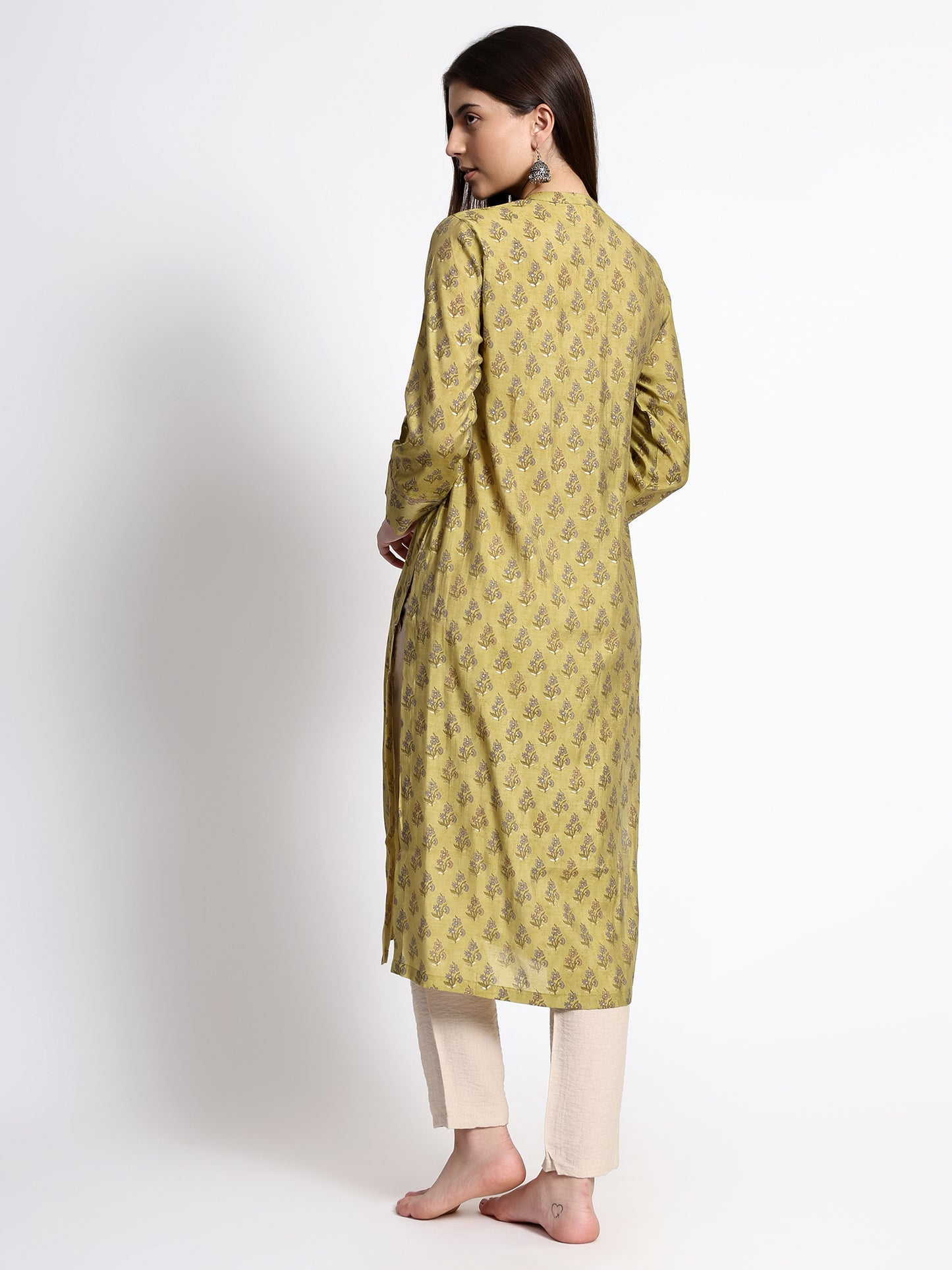 Lime Green Cotton Kurta