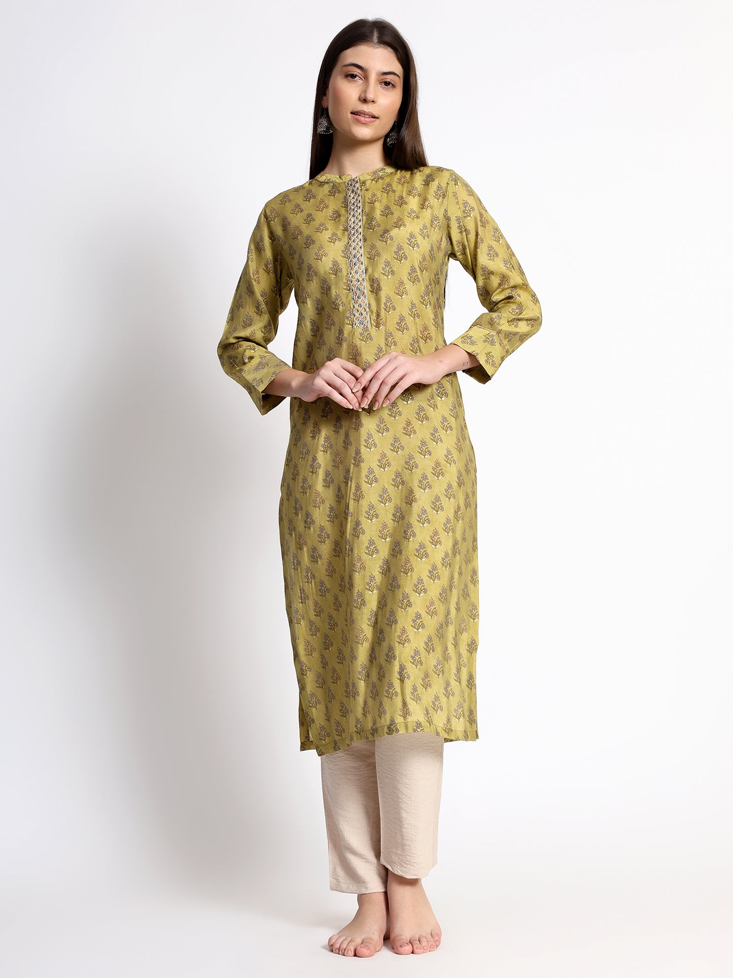 Lime Green Cotton Kurta