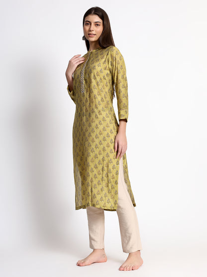 Lime Green Cotton Kurta