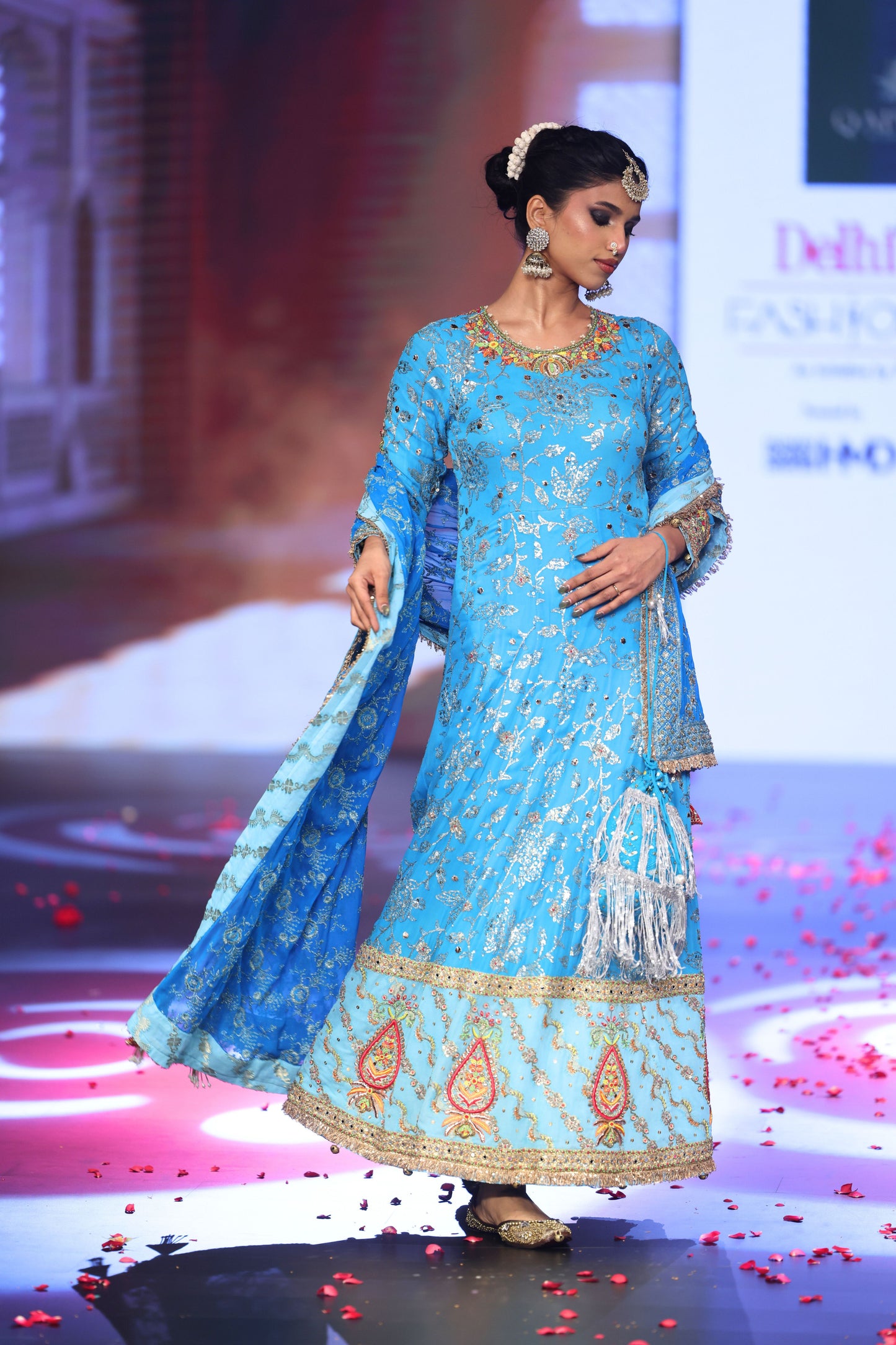 Ghungroo Blue Hand-Embroidered Zari Aari Silk Anarkali Set