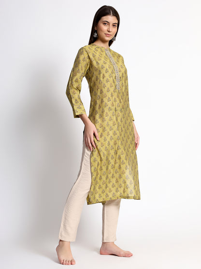 Lime Green Cotton Kurta