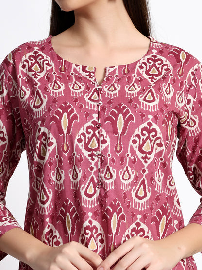 Pink Printed Kurta