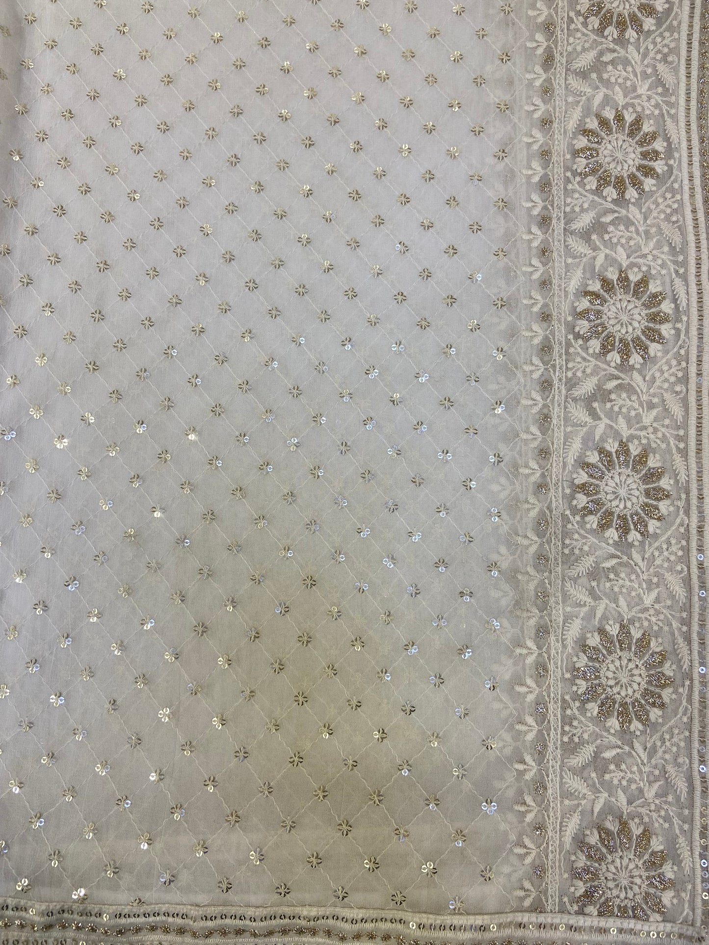 White hand embroidered dupatta