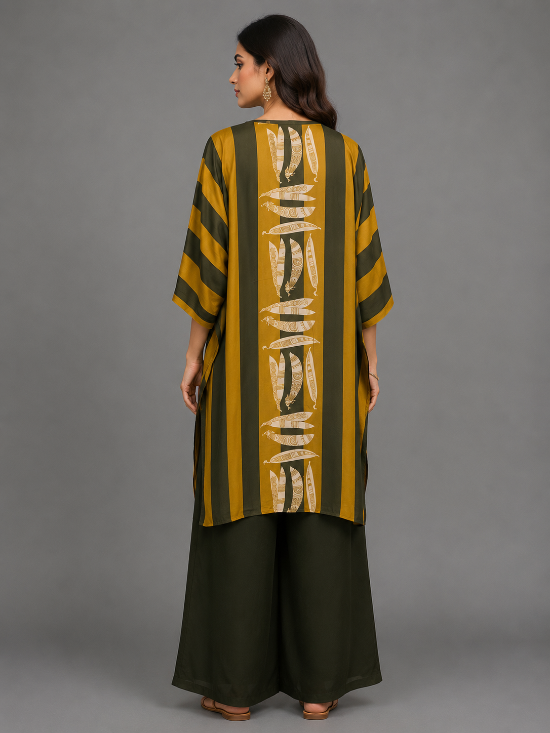 Yellow Printed Satin Cord Set