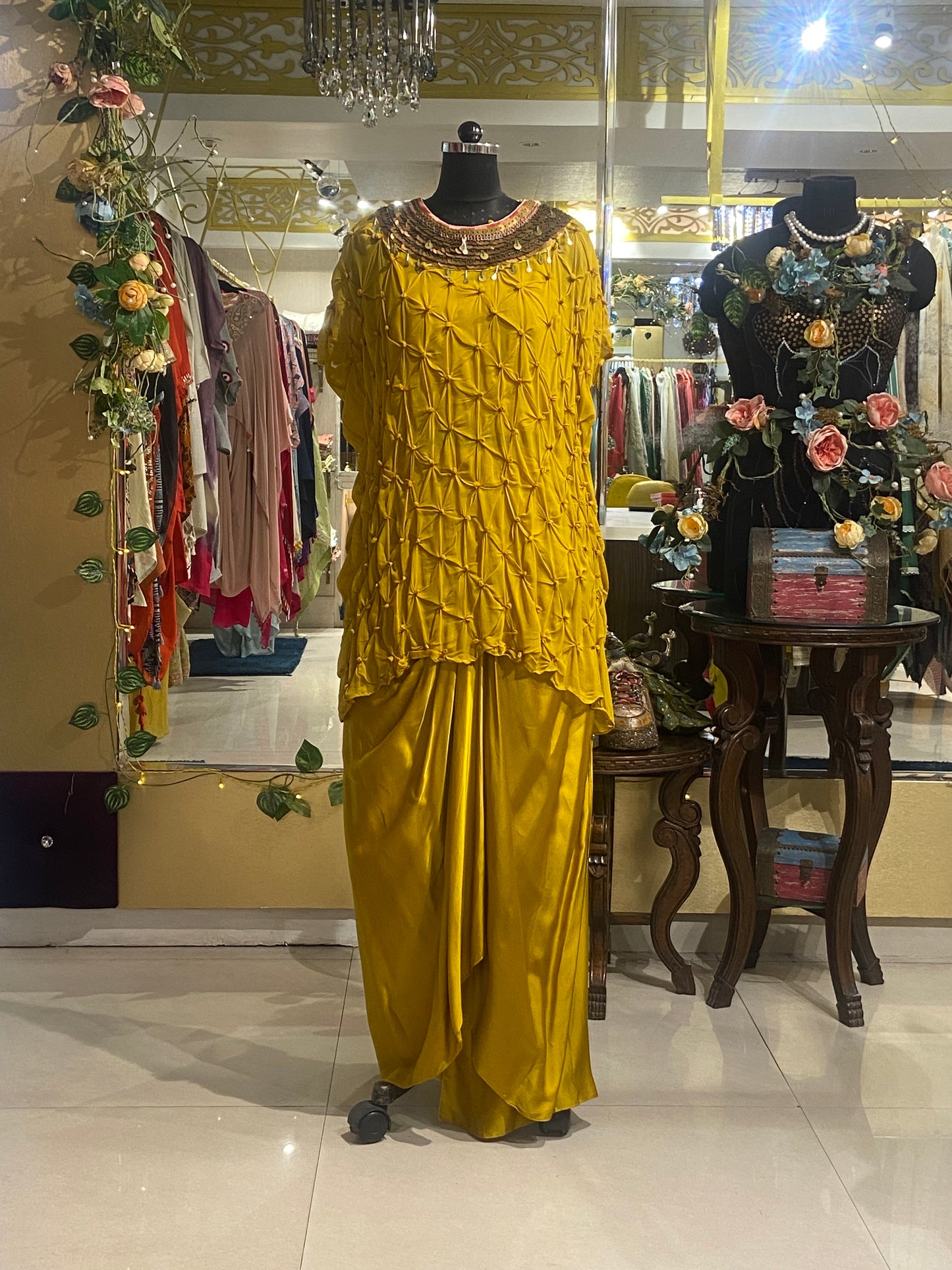 Yellow georgette cord set