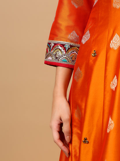 Orange Silk Anarkali