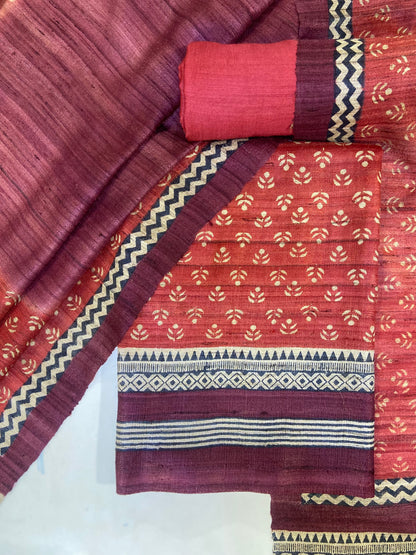 Red Printed Unstitched Fabric