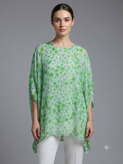 Green chinon Printed Kaftan