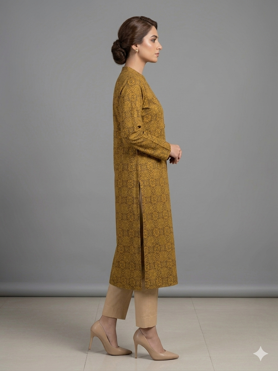 Olive Green Printed Kurta