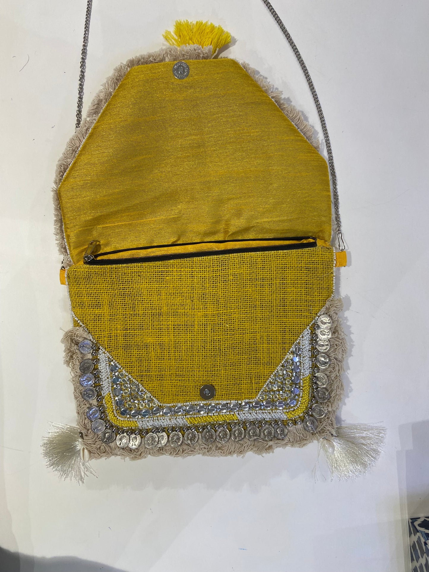 Yellow Organic Boho Crossbody Bag