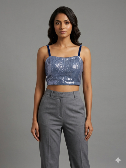 Blue sequence blouse