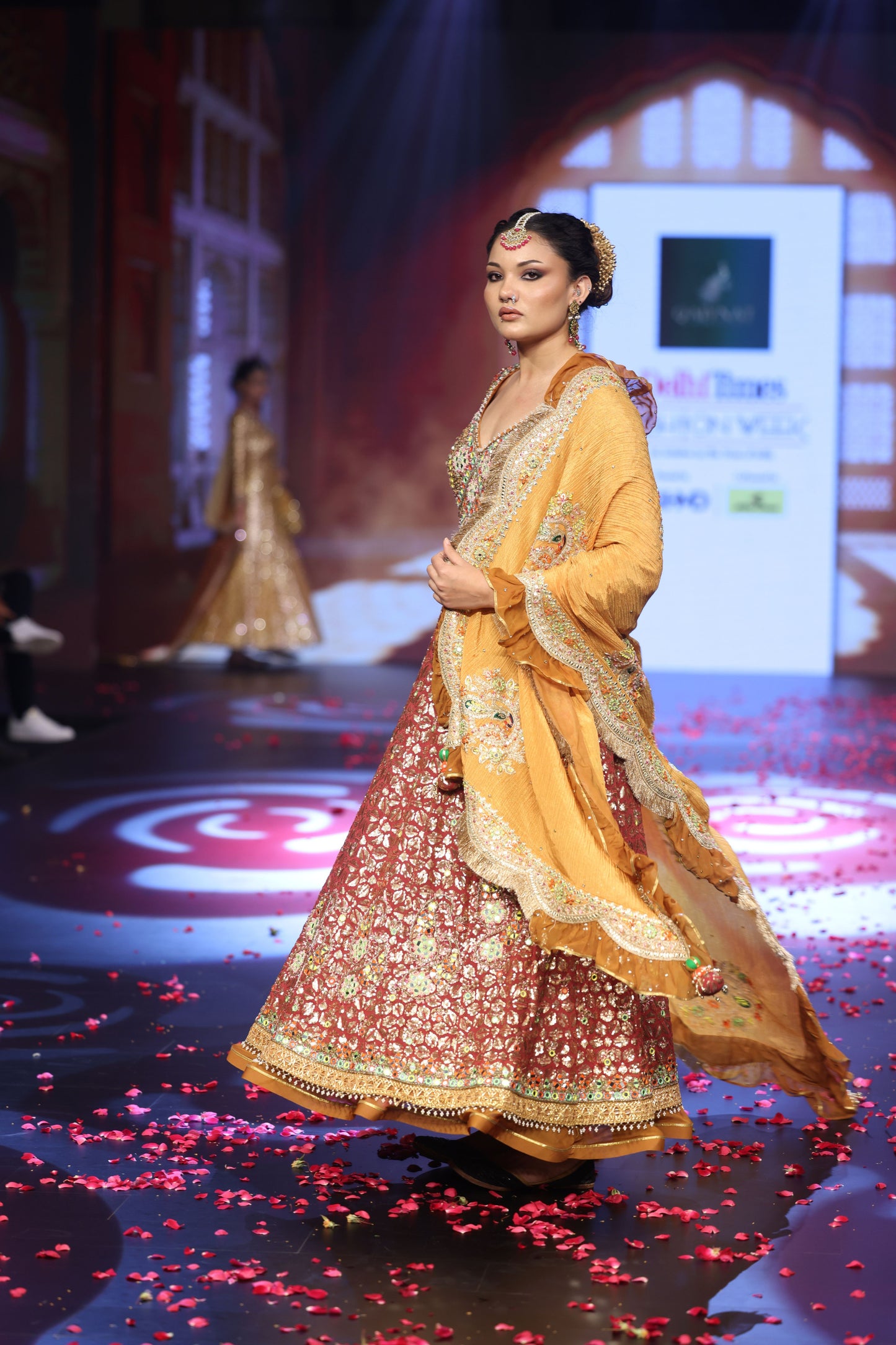 Ghungroo Rust Sequence & Mirror Work Hand Embroidered Anarkali Set