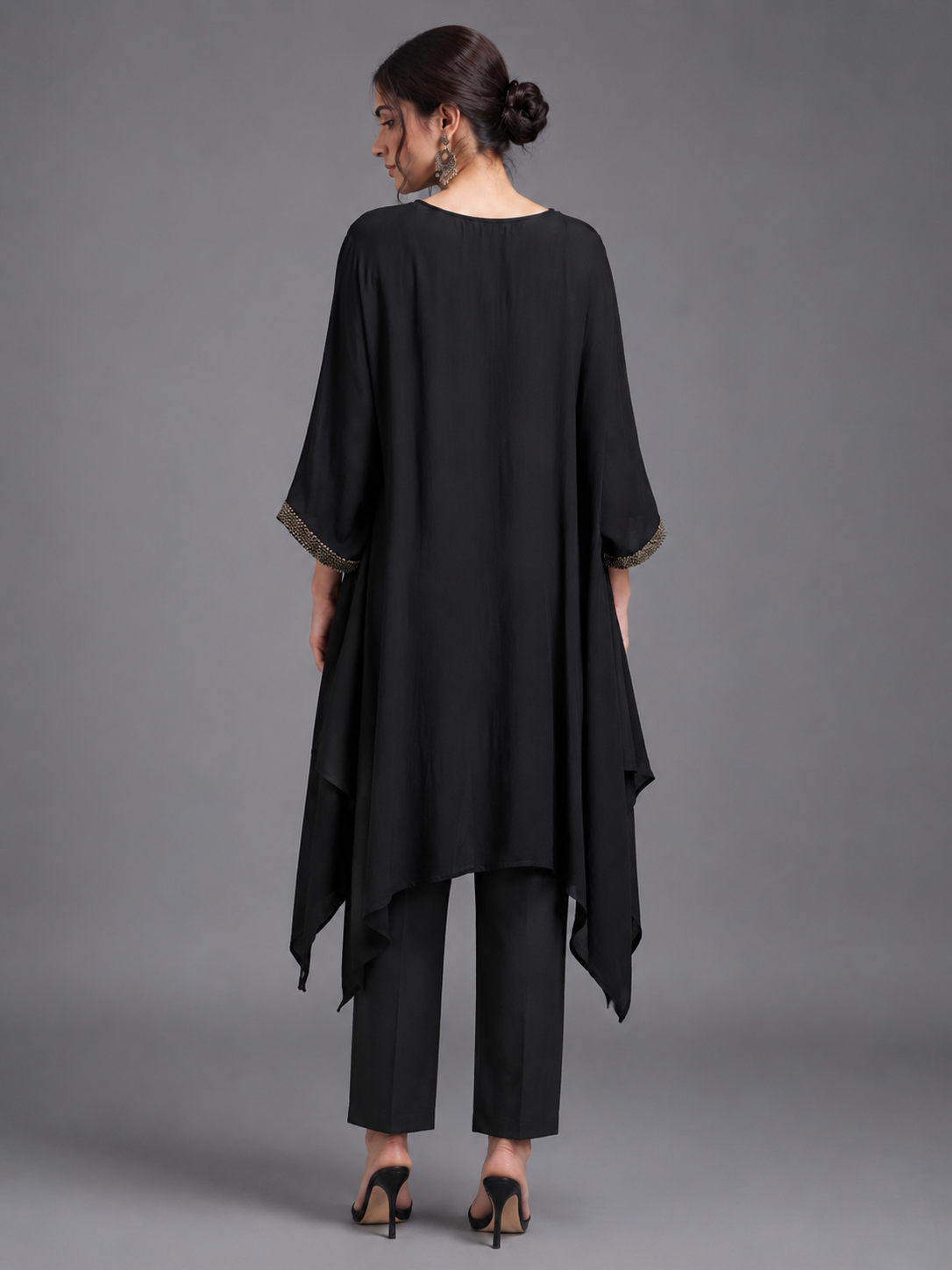 Black Crepe Kaftan & Pant Cord Set