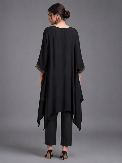 Black Crepe Kaftan & Pant Cord Set