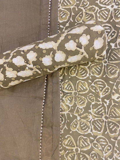 Beige printed cotton unstitch fabric