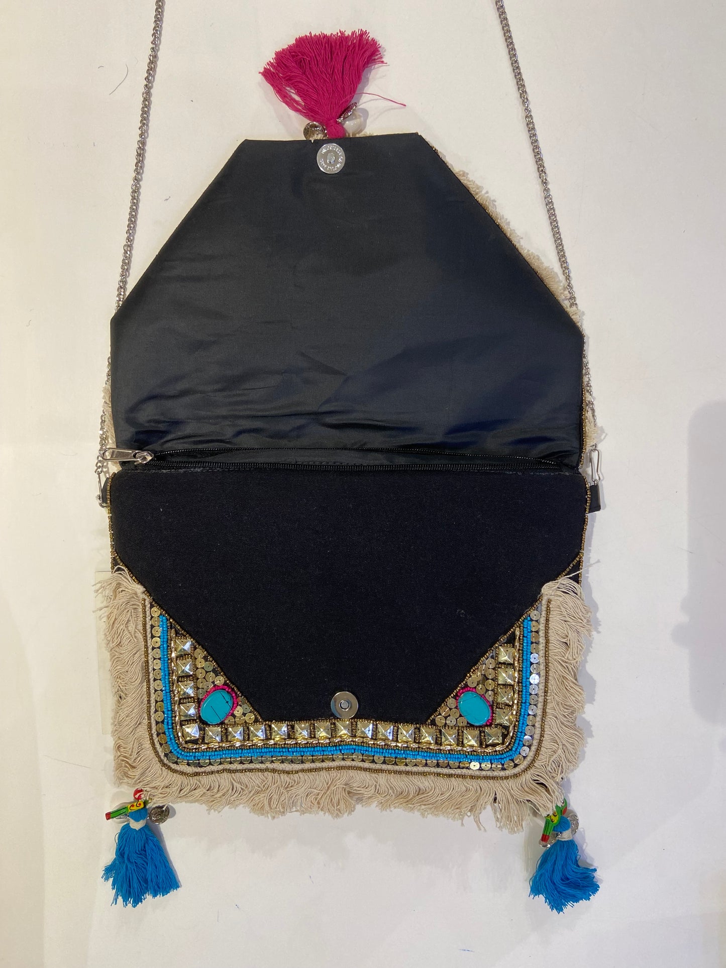 Blue Organic Boho Crossbody Bag