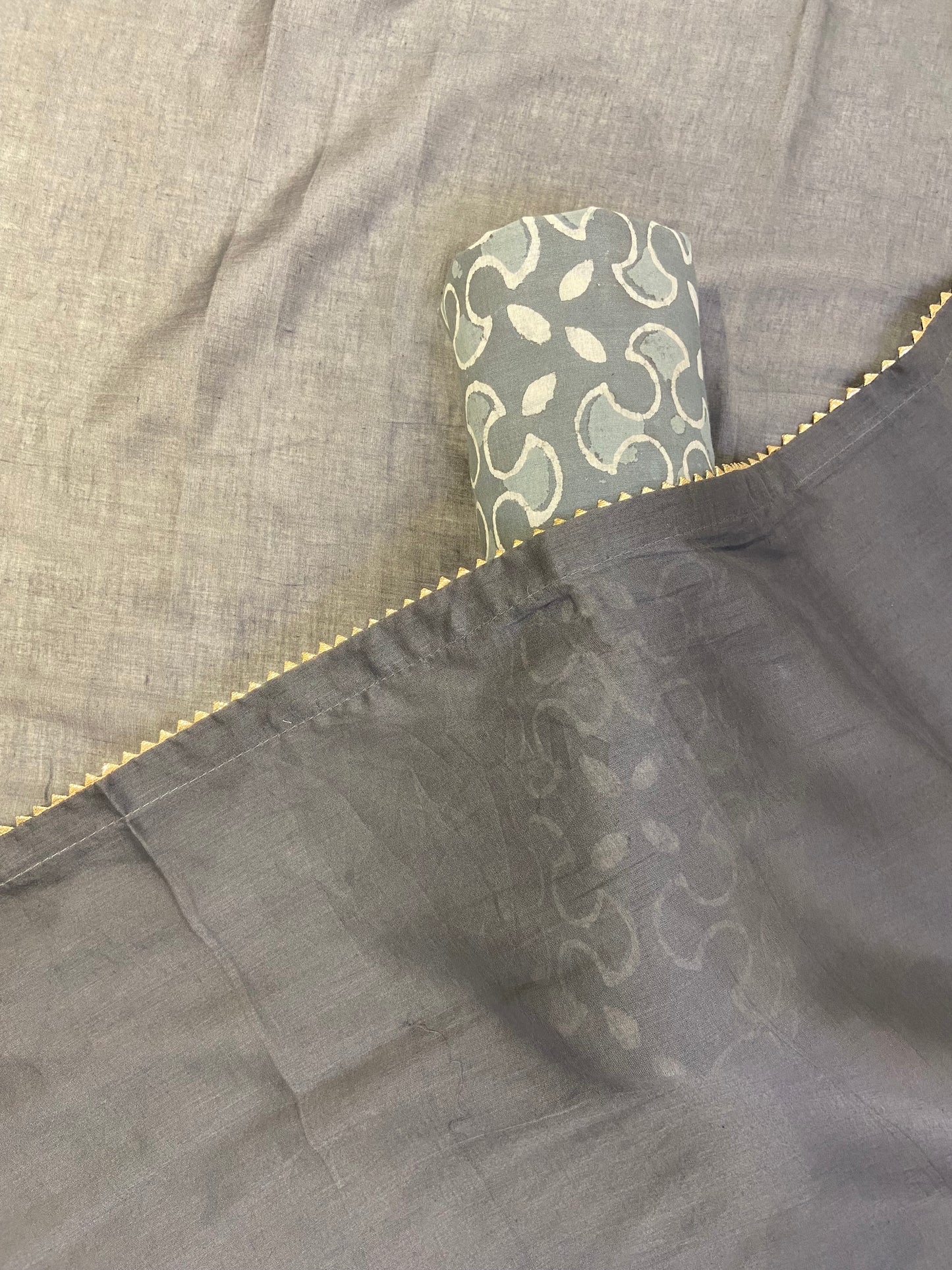 Gray printed cotton unstitch fabric
