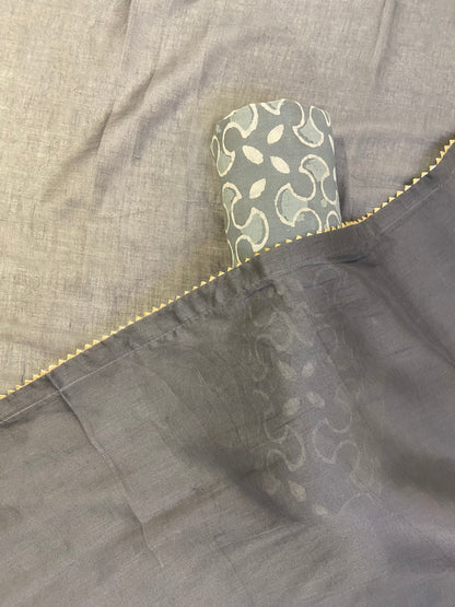 Gray printed cotton unstitch fabric