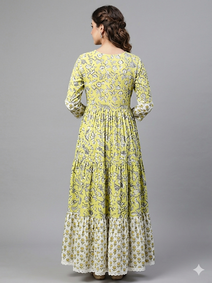 Green printed dress