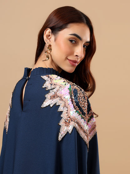 Mosscrepe Navy Blue kimono