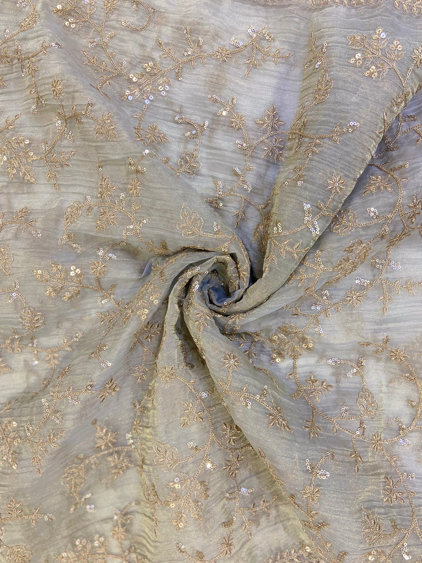 Mint Georgette Embellished Unstitched Fabric