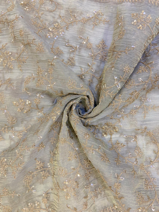 Mint Georgette Embellished Unstitched Fabric