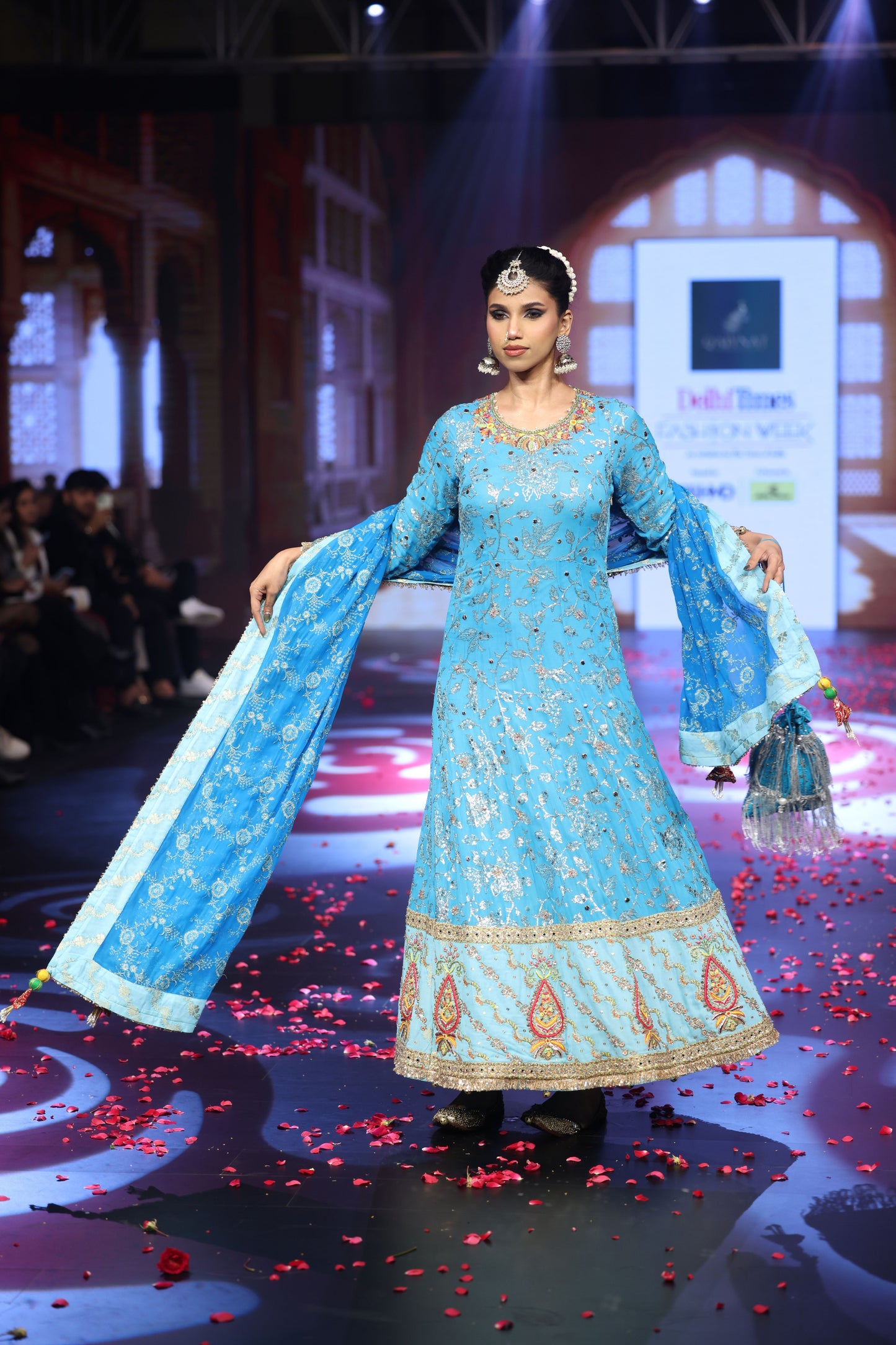 Ghungroo Blue Hand-Embroidered Zari Aari Silk Anarkali Set