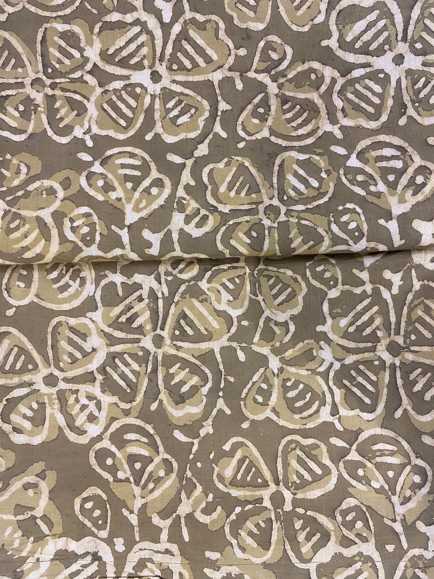 Beige printed cotton unstitch fabric
