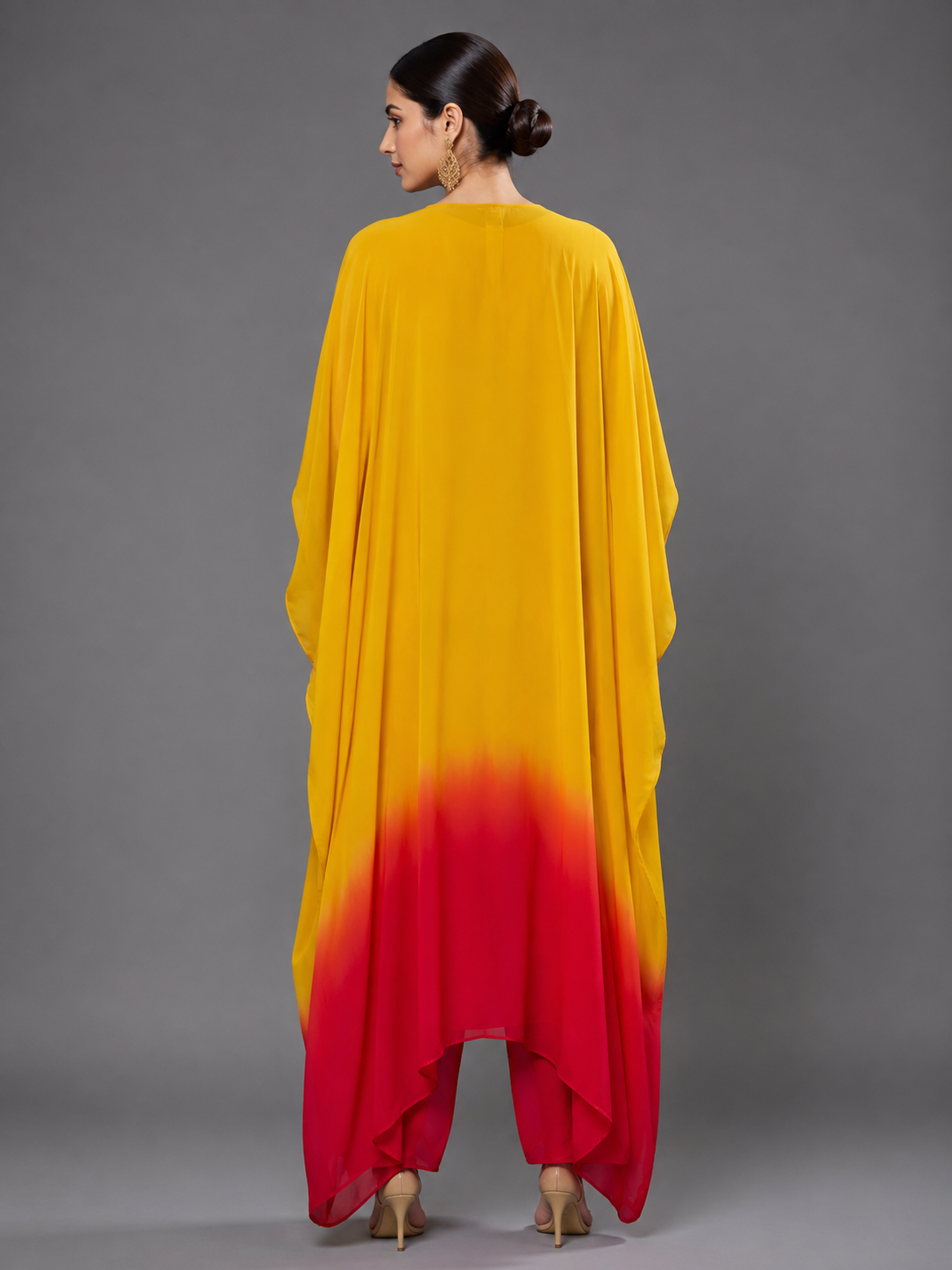 Mustard Yellow Soft Crepe Kaftan &Pant
