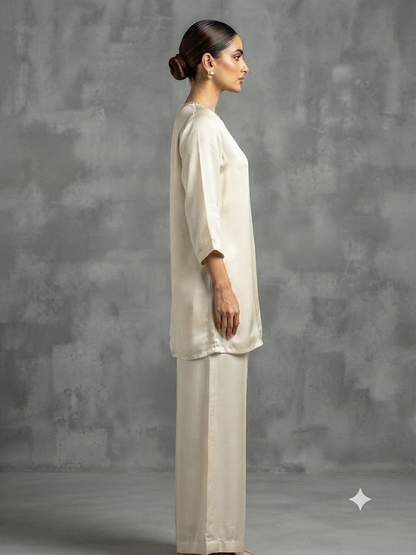 Ivory Hand-Embellished Crepe Cord Set