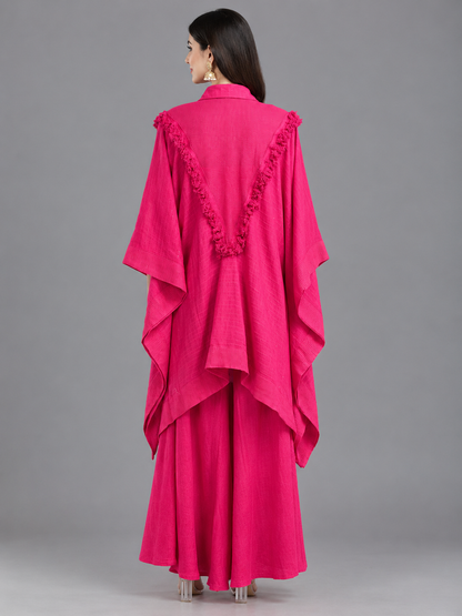 Fuschia Pink Cord Set with Flared Pants