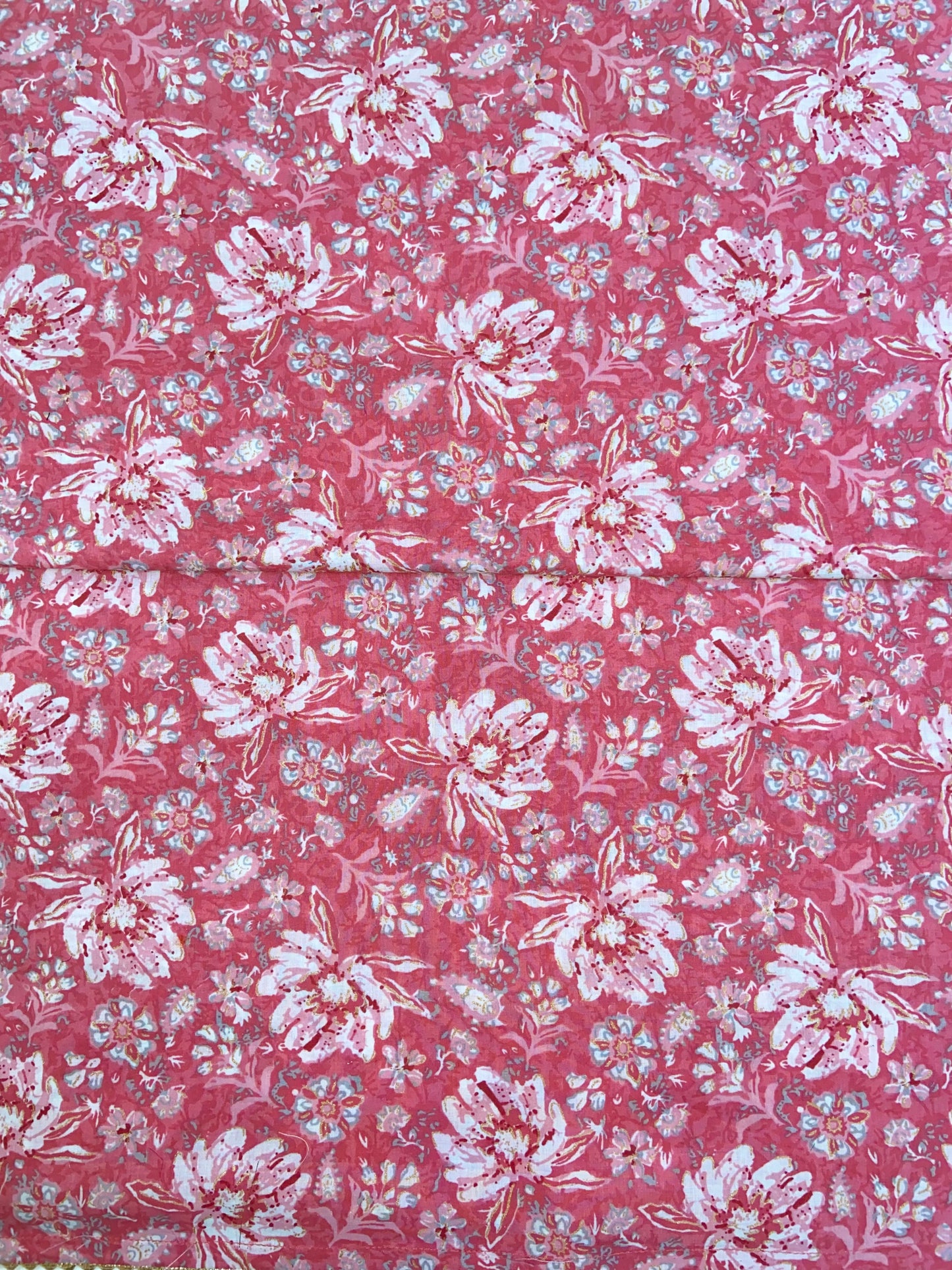 Pink Printed Cotton Unstitched Fabric