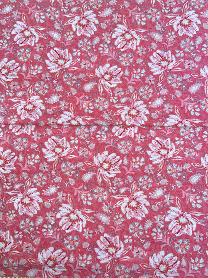 Pink Printed Cotton Unstitched Fabric