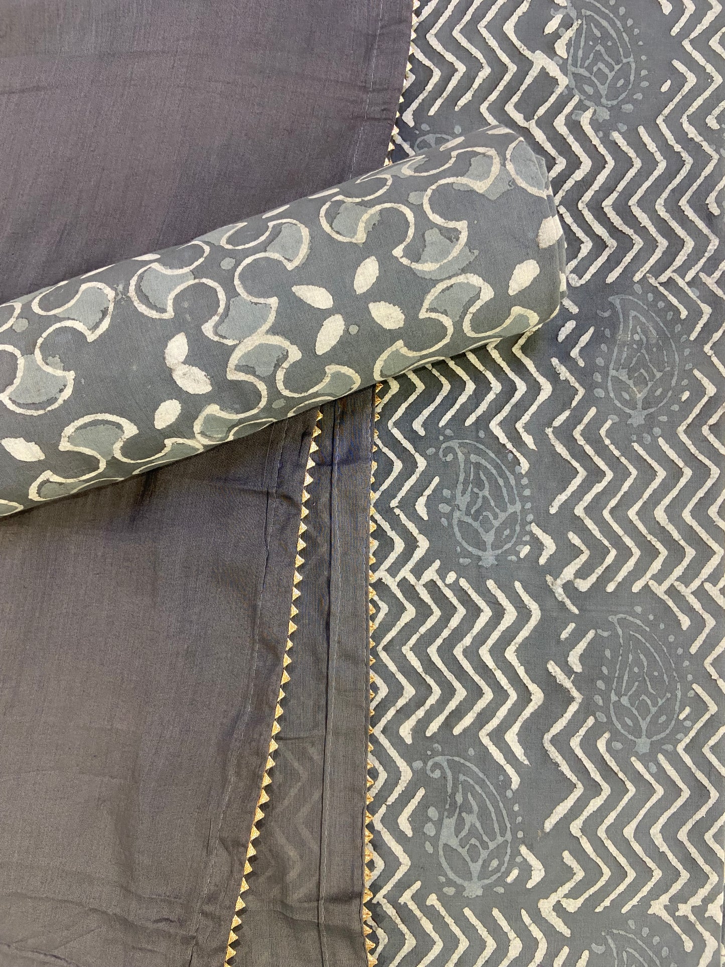 Gray printed cotton unstitch fabric