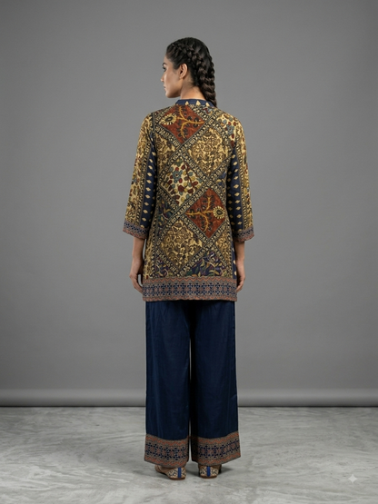Blue Crepe Printed Cord Set