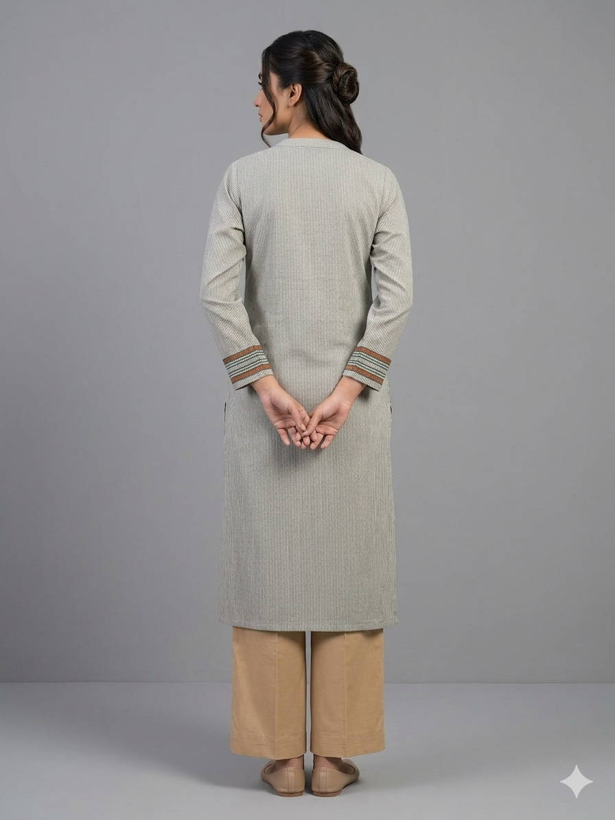 Green Stripes Cotton Kurta