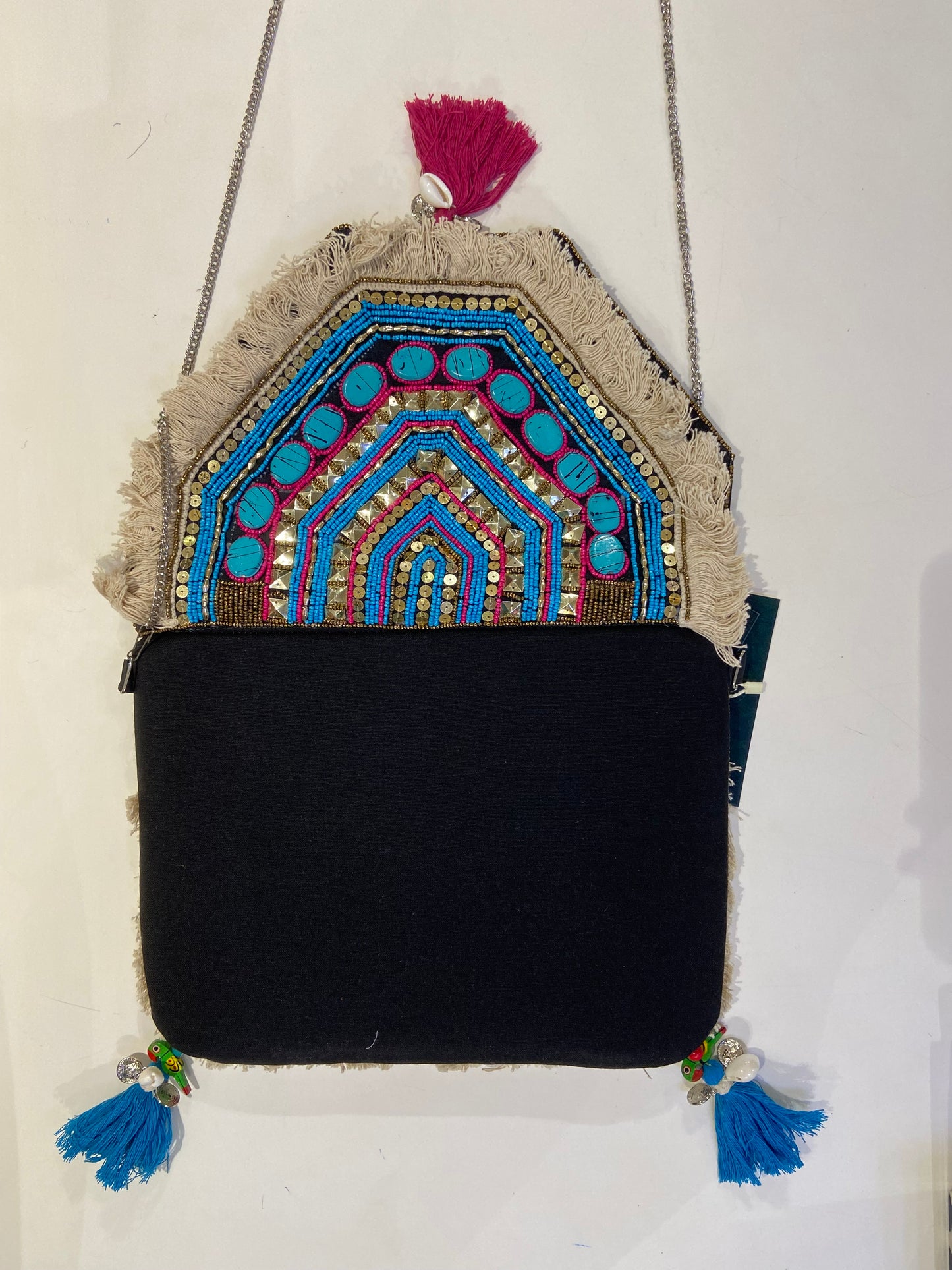 Blue Organic Boho Crossbody Bag