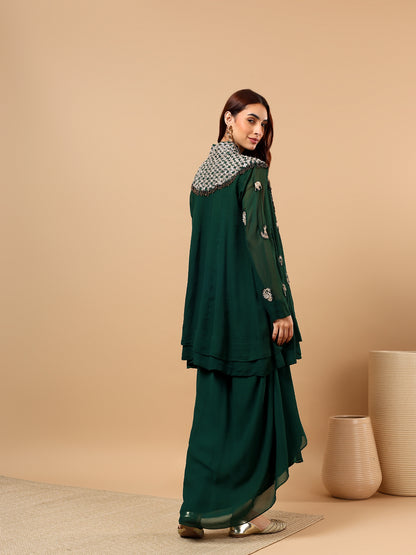 Emerald Green Georgette Gota Patti Cord Set