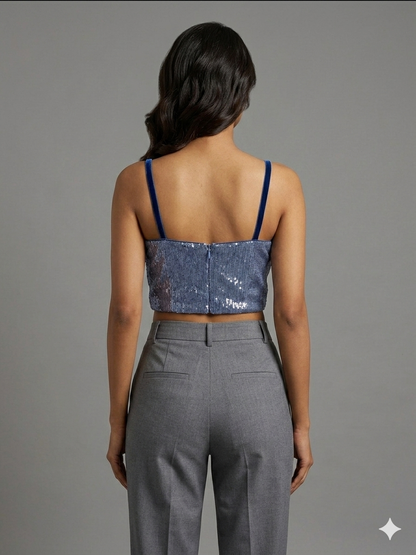 Blue sequence blouse