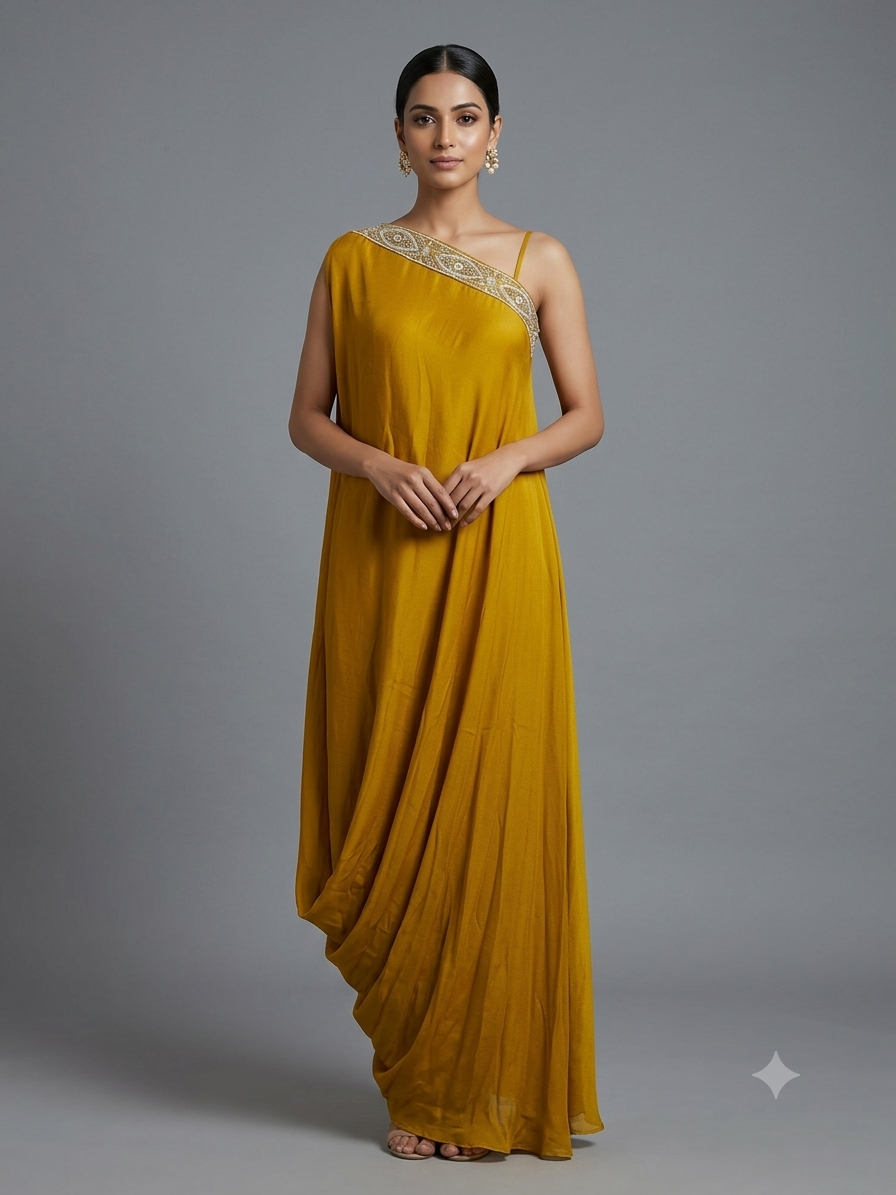 Yellow Satin  dress