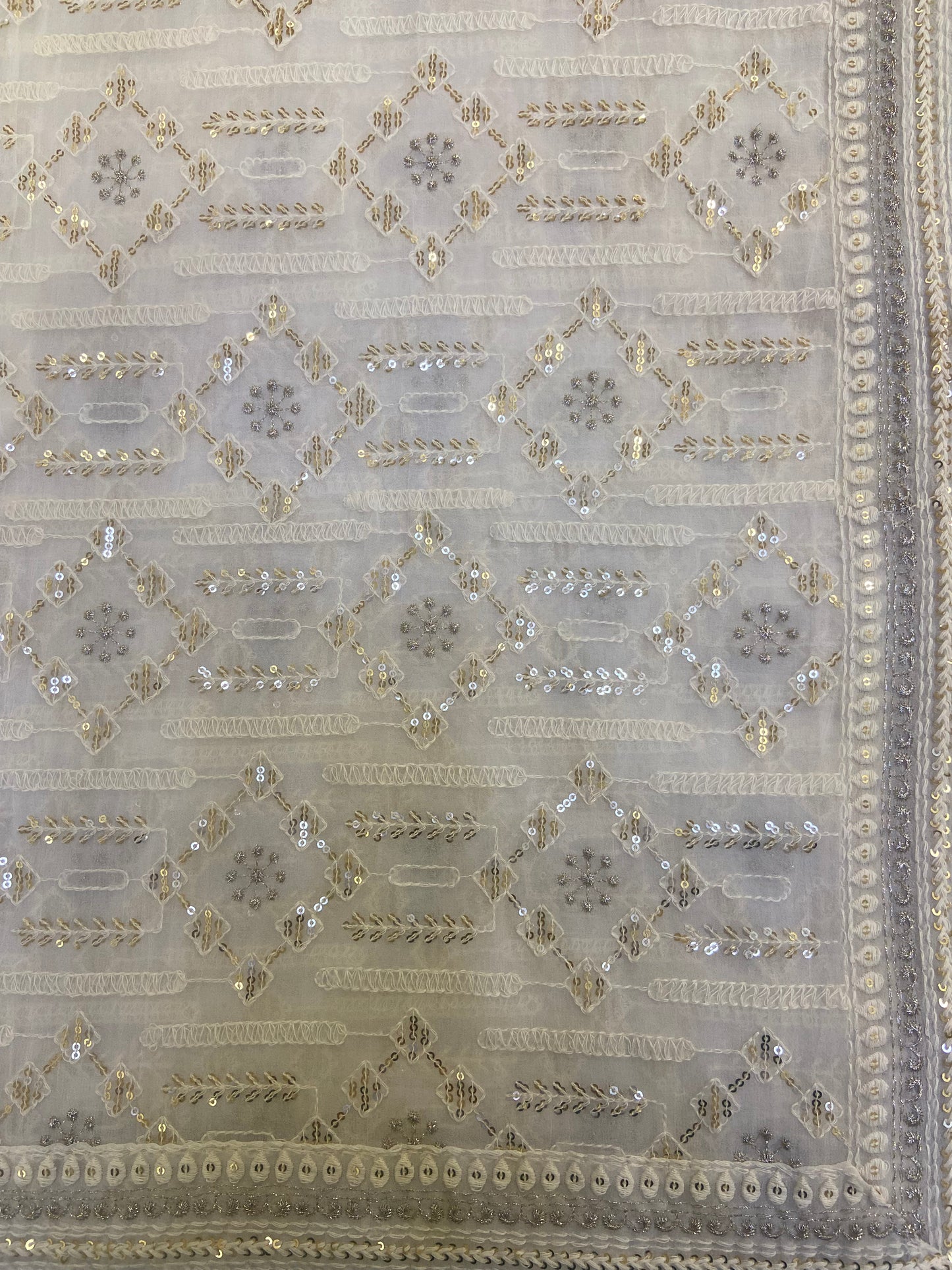 White Hand Embroidered Dupatta