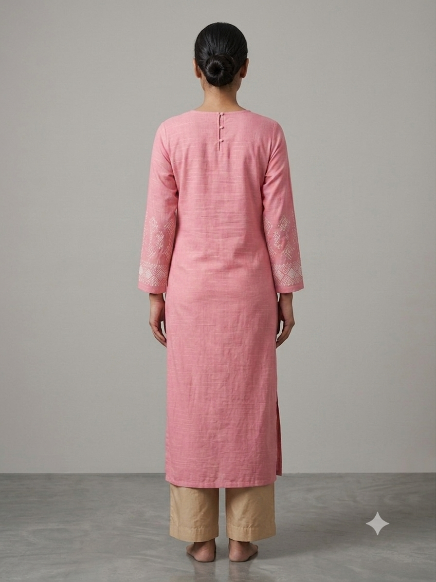 Pink Cotton Kurta