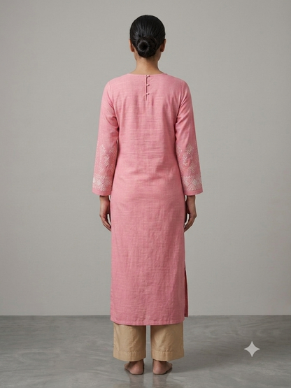 Pink Cotton Kurta