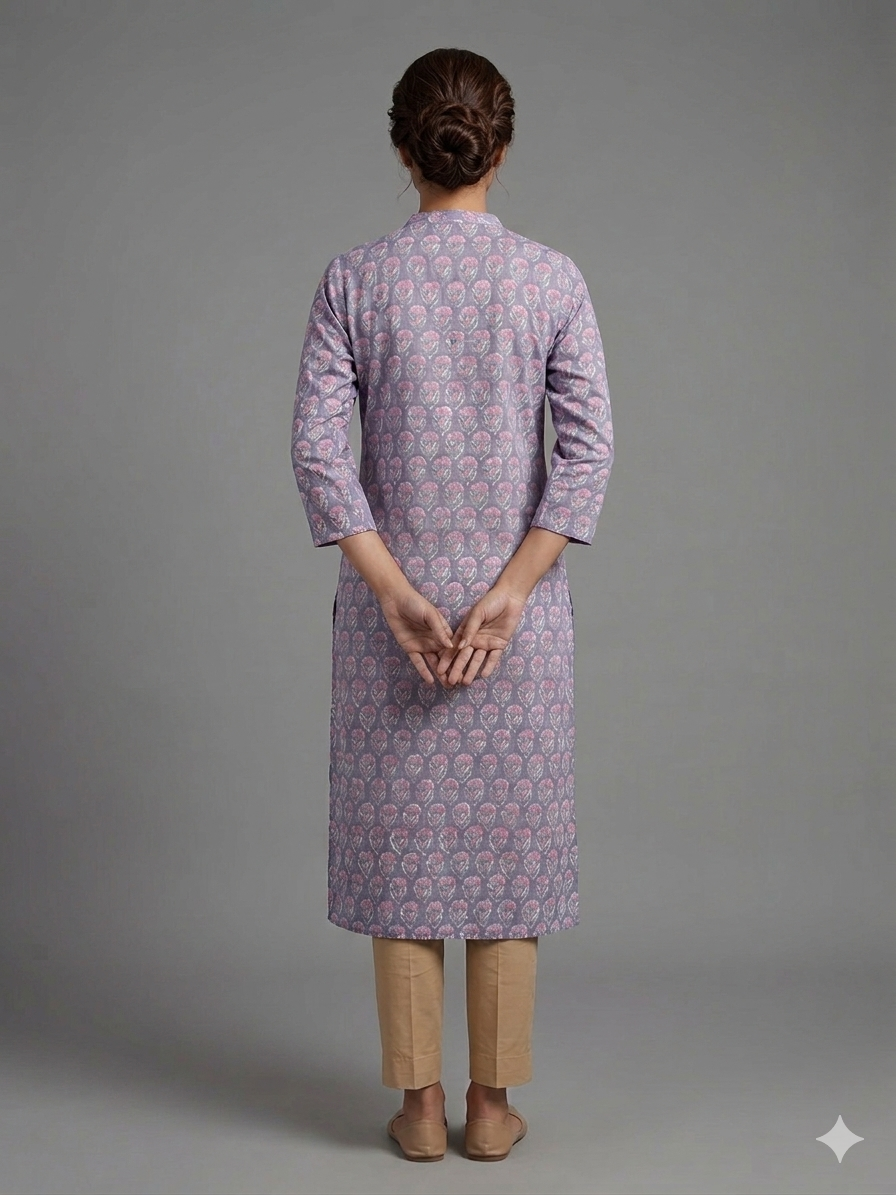 Lavender Printed Cotton Kurta