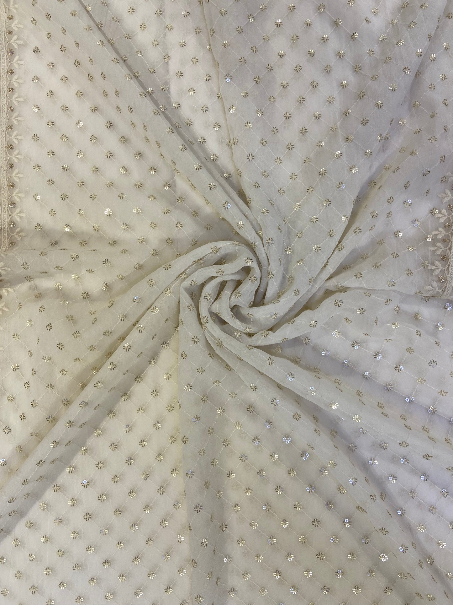 White hand embroidered dupatta